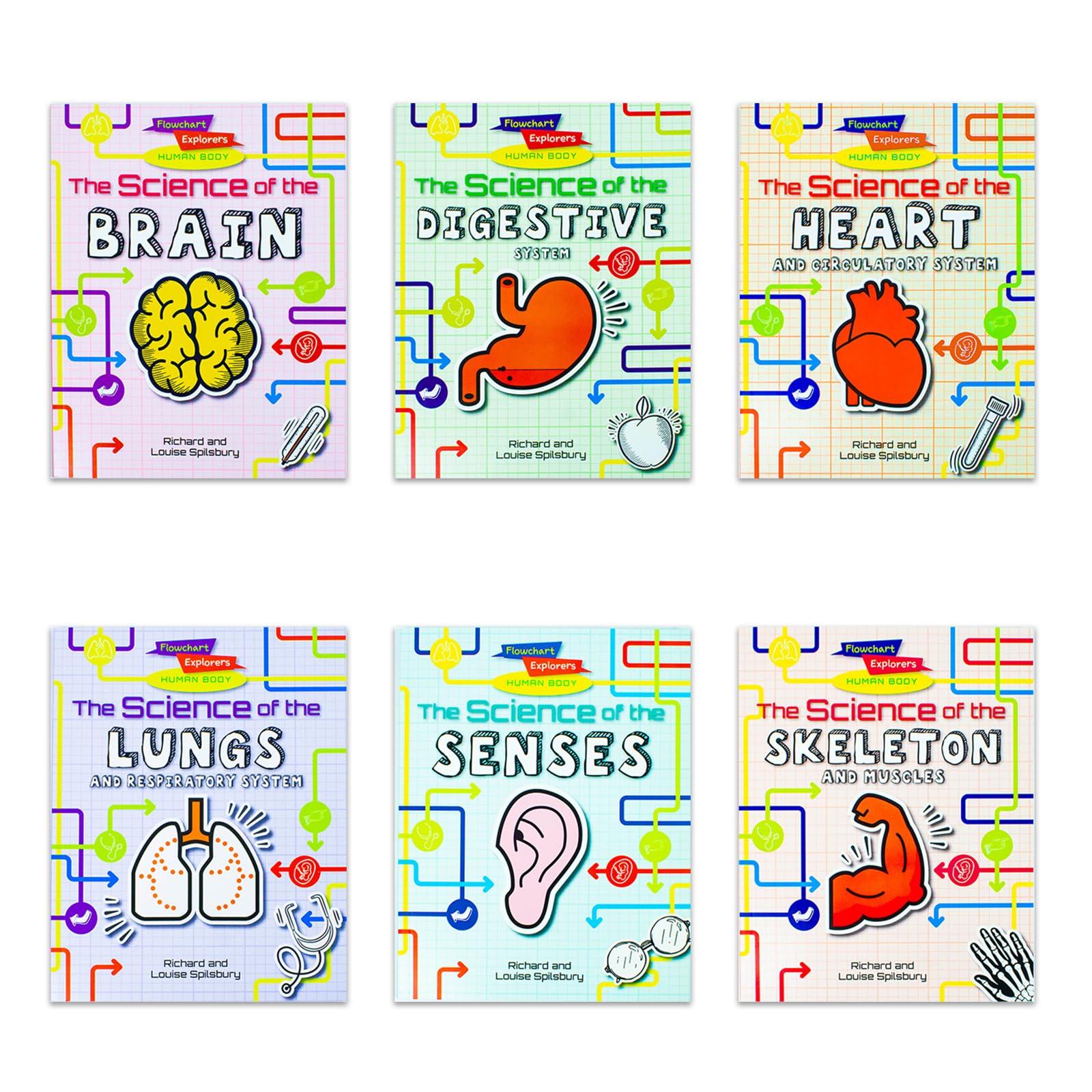 front cover of the full 6-book set showing Brain, Digestive System, Heart, Lungs, Senses, and Skeleton titles