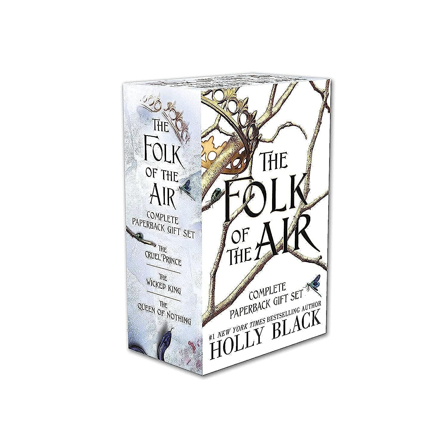 Folk of the Air 3-book paperback collection set by Holly Black, showing The Cruel Prince, The Wicked King, and The Queen of Nothing covers together