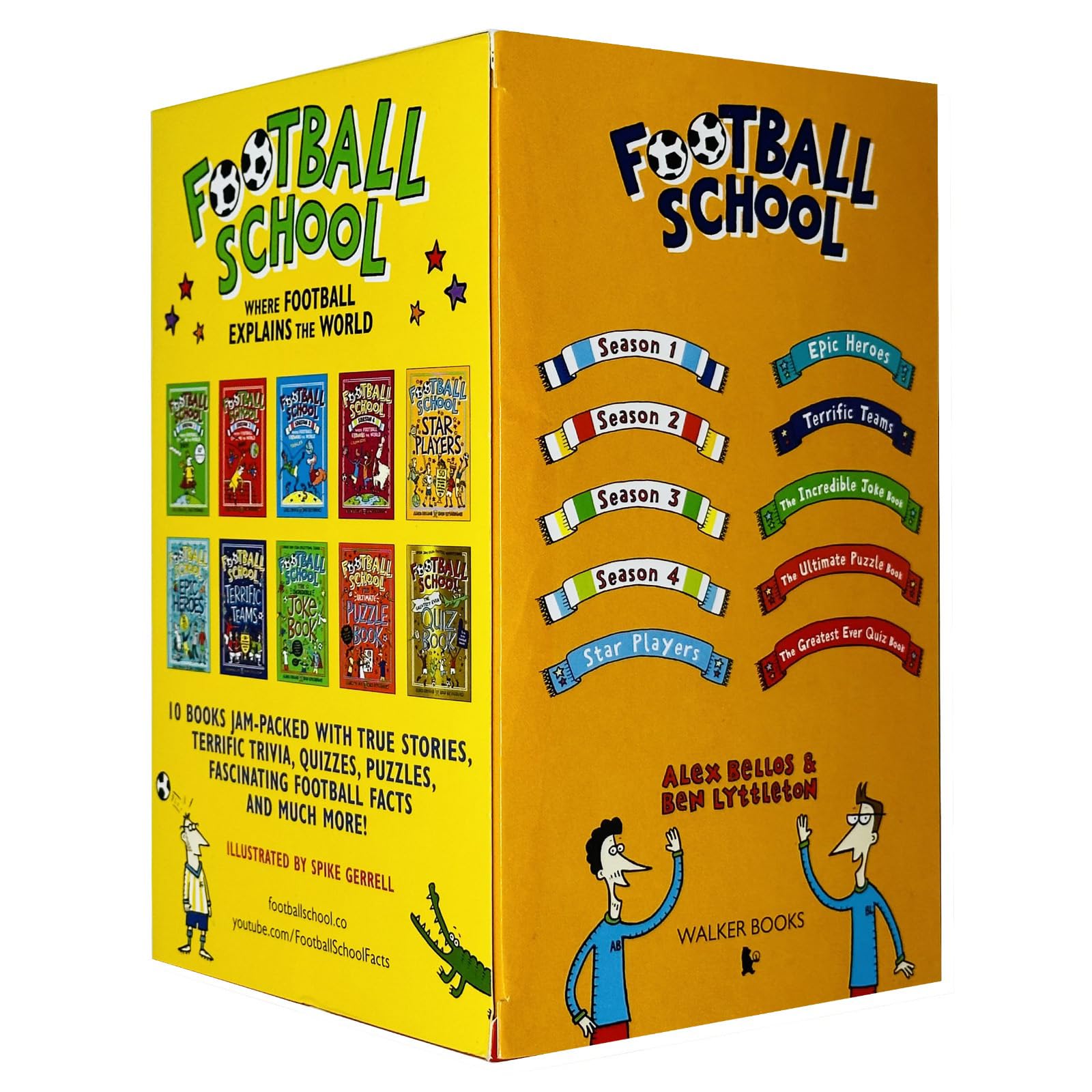 Football School 10 book paperback set fanned out showing individual titles including Star Players, Epic Heroes, and Terrific Teams