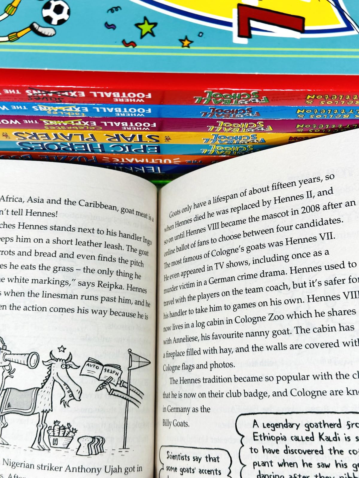 Stacked view of all ten Football School paperback titles showing spines and cover art for the collection set