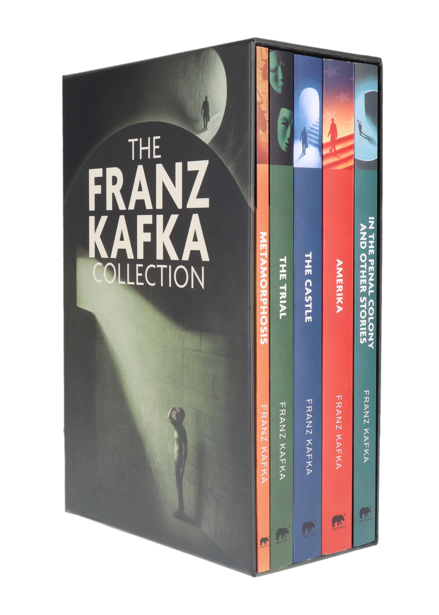 The Franz Kafka Collection 5-book paperback boxed set by Franz Kafka, showing the front cover and box design of the Arcturus Classic Collections edition