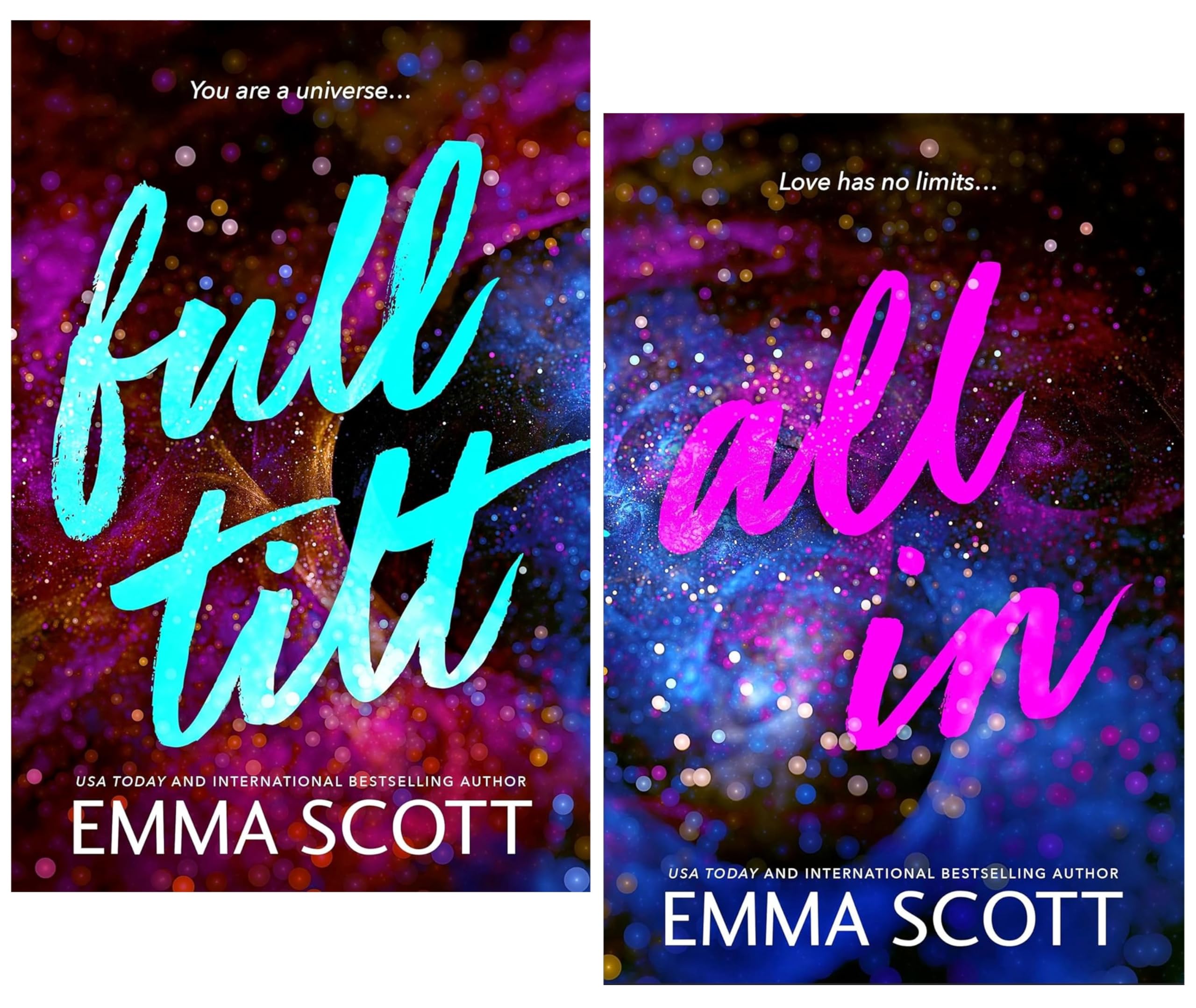 Full Tilt Duet by Emma Scott 2-book paperback collection set front cover, Full Tilt and All In, contemporary romance