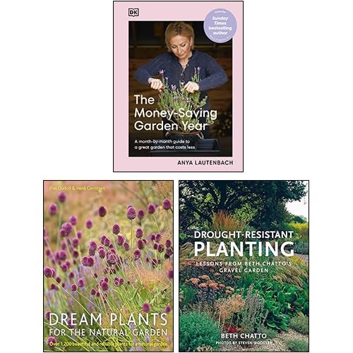 Garden Books 3-Book Collection Set paperback front cover featuring The Money-Saving Garden Year, Drought-Resistant Planting, and Dream Plants for the Natural Garden