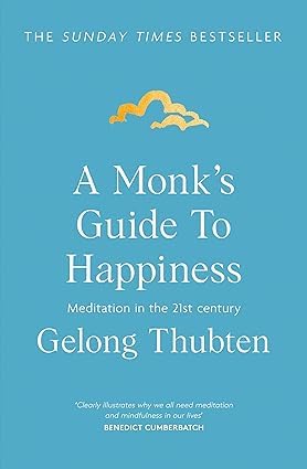 Both hardback books from the Gelong Thubten 2 Books Collection Set displayed together, A Monk's Guide to Happiness and Handbook for Hard Times