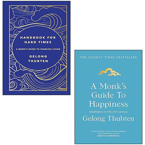 Front cover of Gelong Thubten's 2 Books Collection Set featuring A Monk's Guide to Happiness and Handbook for Hard Times hardback editions