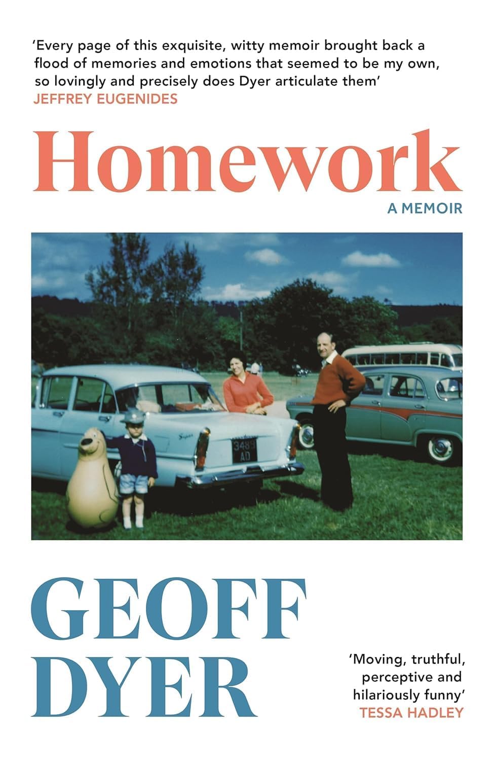 Homework: A Memoir by Geoff Dyer hardcover front cover, nonfiction memoir book