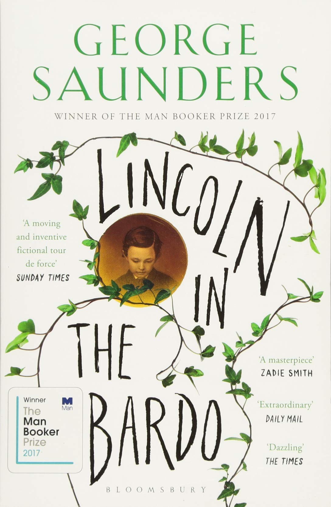 Close-up of Lincoln in the Bardo and Tenth of December paperback covers from the George Saunders collection