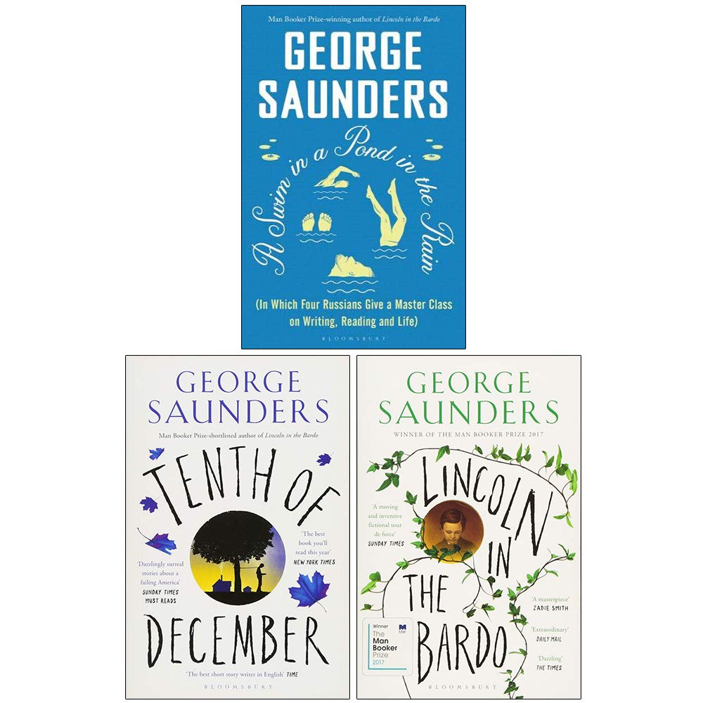 George Saunders 3-Book Collection Set paperback front covers, including Lincoln in the Bardo and Tenth of December