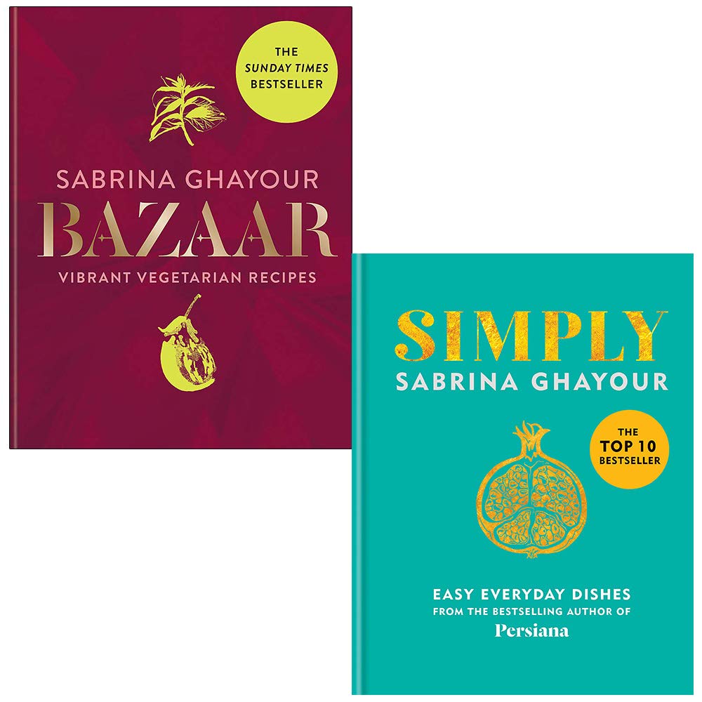 Ghayour Duo hardback cookbook set by Sabrina Ghayour - front cover of Bazaar: Vibrant Vegetarian and Plant-Based Recipes