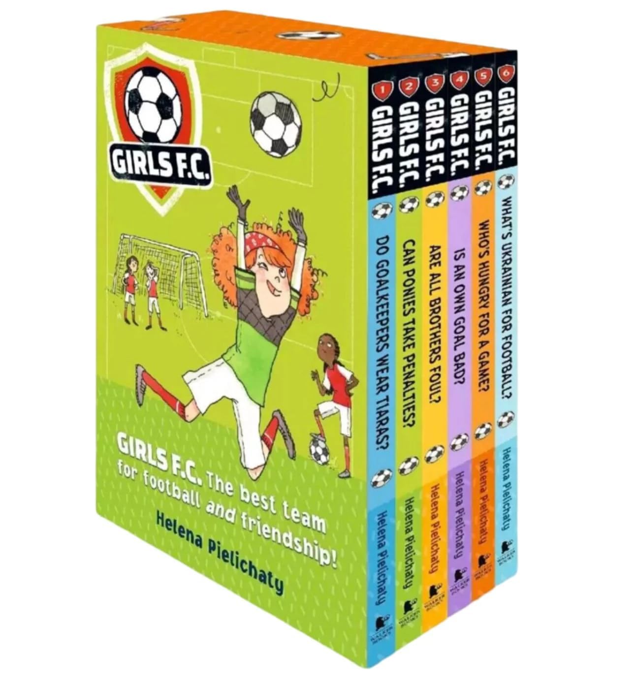 Girls FC 6 Books Collection Set by Helena Pielichaty - front covers of all six paperback books fanned out together, ages 7-11