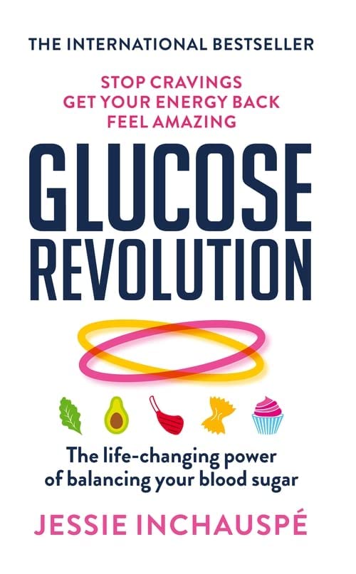 Both paperback books from the Jessie Inchauspé Glucose Revolution and Glucose Goddess Method set fanned out together