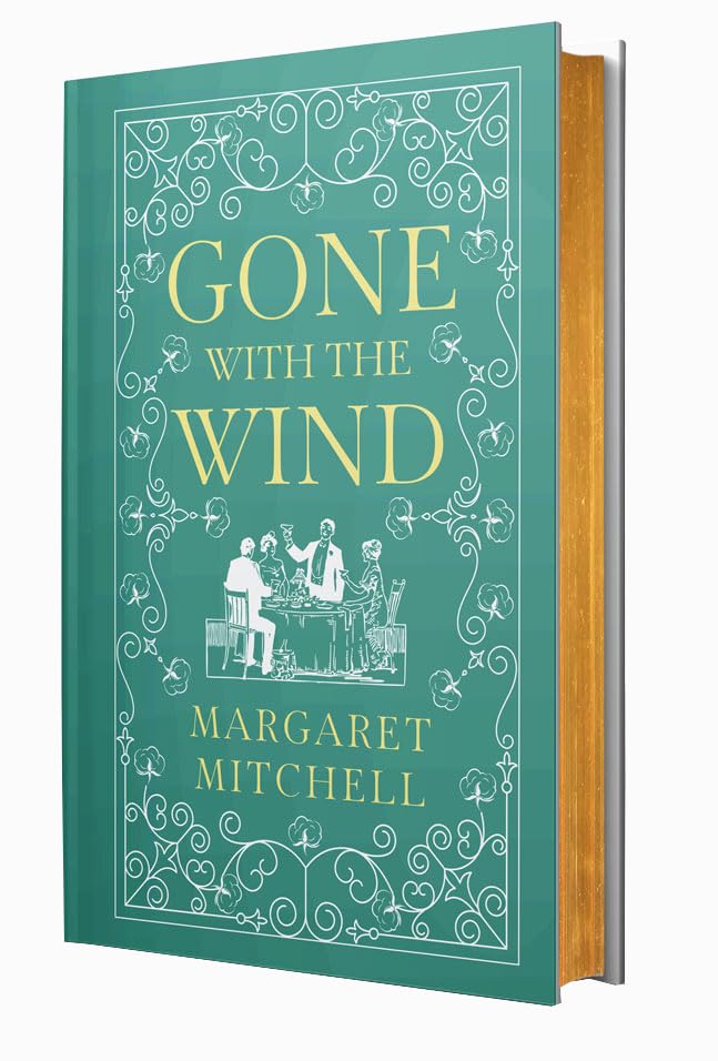 Side and spine view of the leather-bound hardback edition of Gone with the Wind by Margaret Mitchell, highlighting the durable binding.