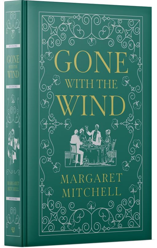 Front cover of the leather-bound hardback edition of Gone with the Wind by Margaret Mitchell, showing embossed gold detailing.