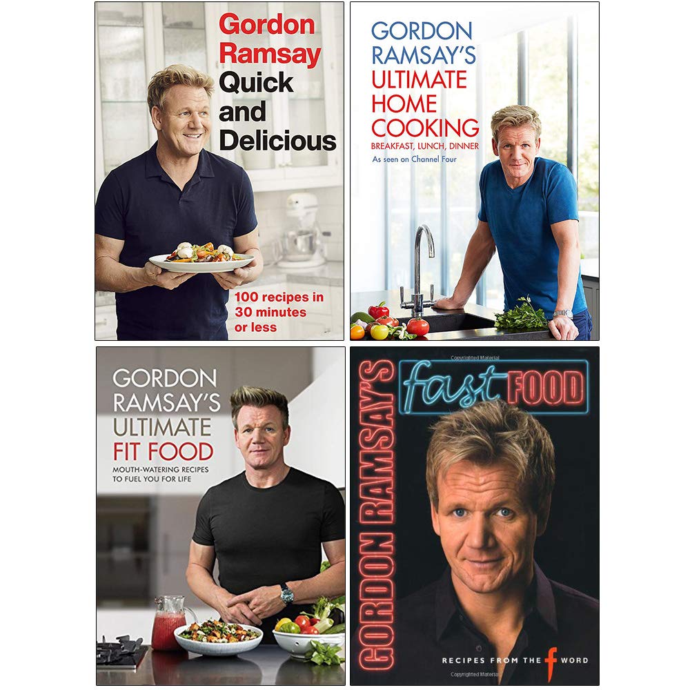 Gordon Ramsay Collection 4 Books Set hardcover front covers, including Quick & Delicious and Fast Food