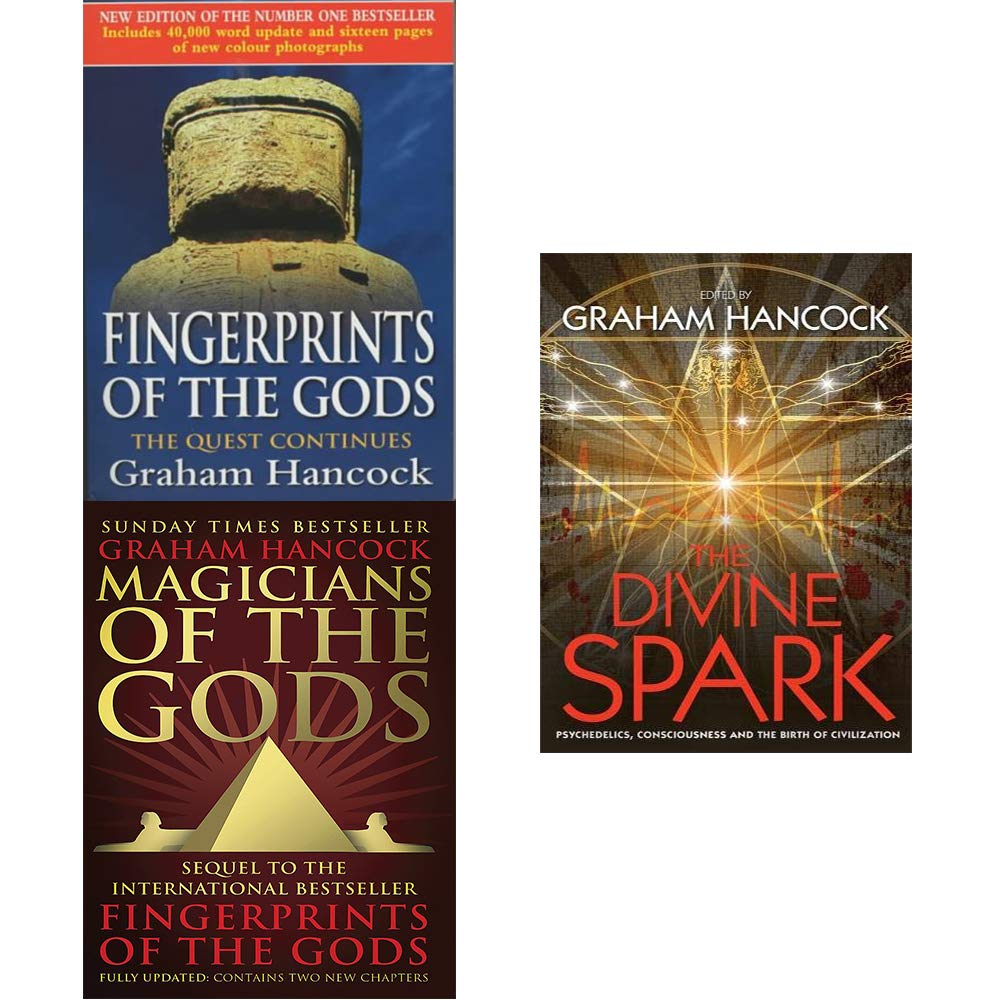 Graham Hancock 3 Books Collection Set paperback front cover showing Magicians of the Gods, Fingerprints of the Gods, and The Divine Spark