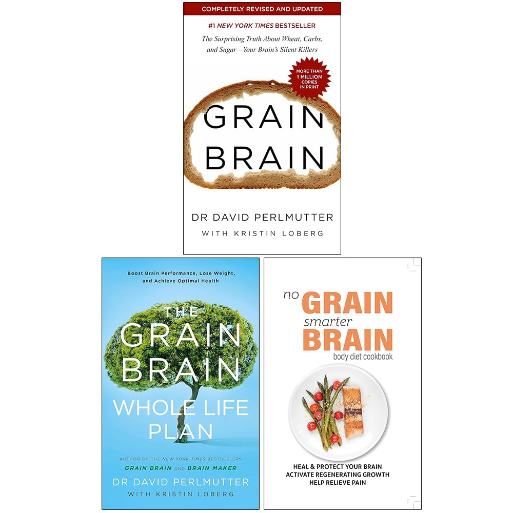 Grain Brain 3 Books Collection Set by David Perlmutter - front cover paperback