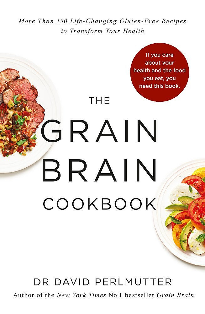 The Grain Brain Cookbook paperback cover, one of five titles in the Perlmutter collection set