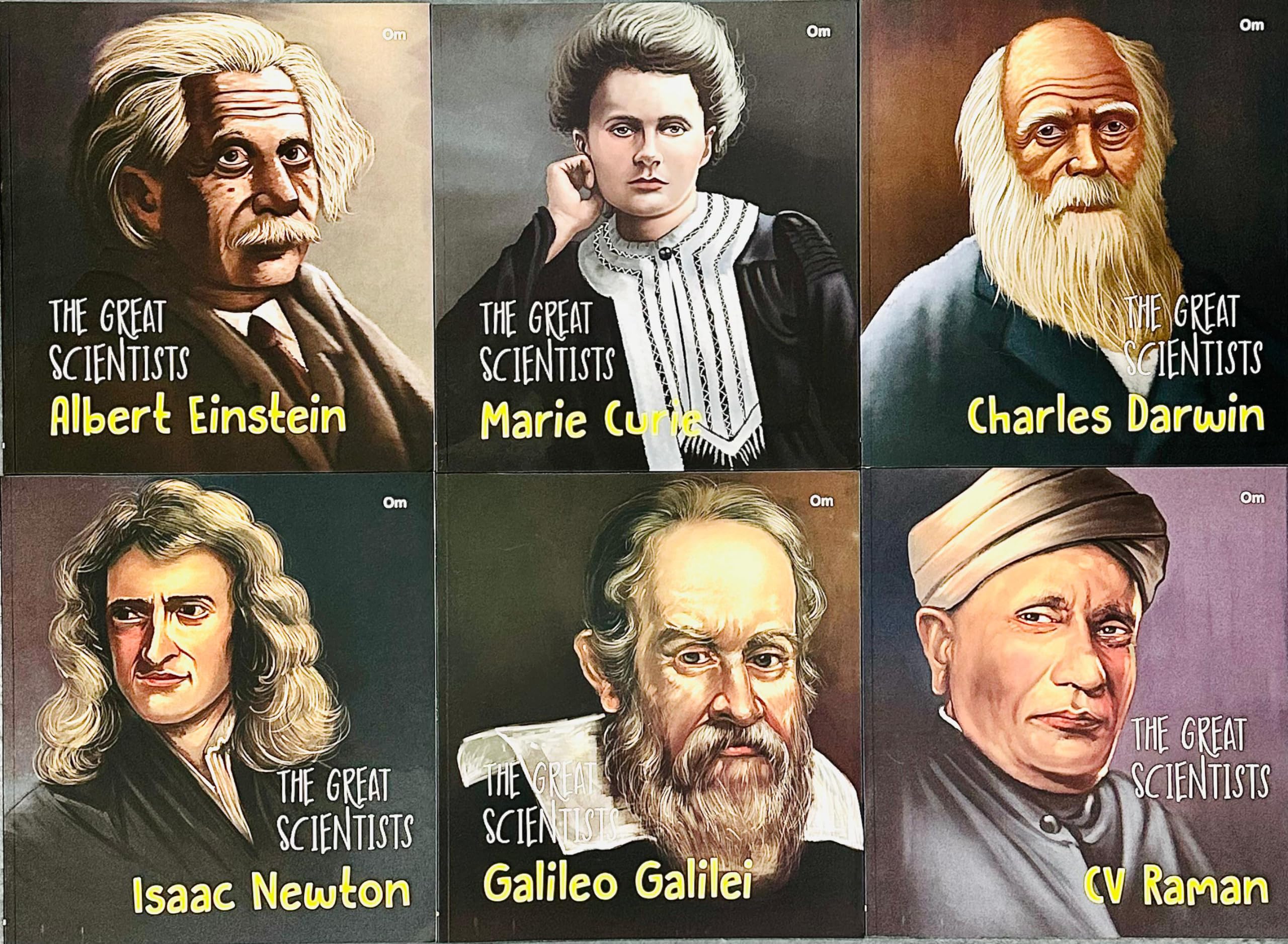 Inside page spread from one of The Great Scientists biography paperbacks showing illustrated text for young readers
