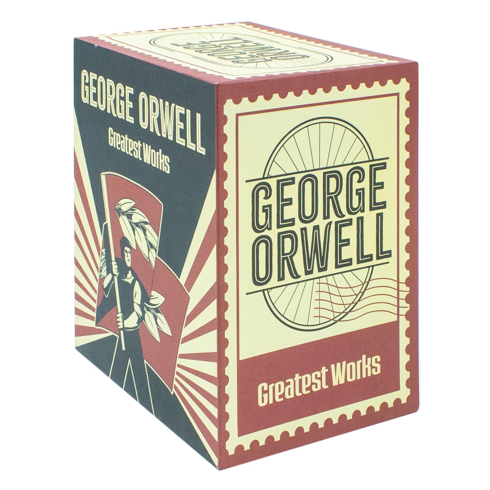 Full set of George Orwell's 10 hardback books fanned out showing all spines including 1984, Animal Farm, and Homage to Catalonia