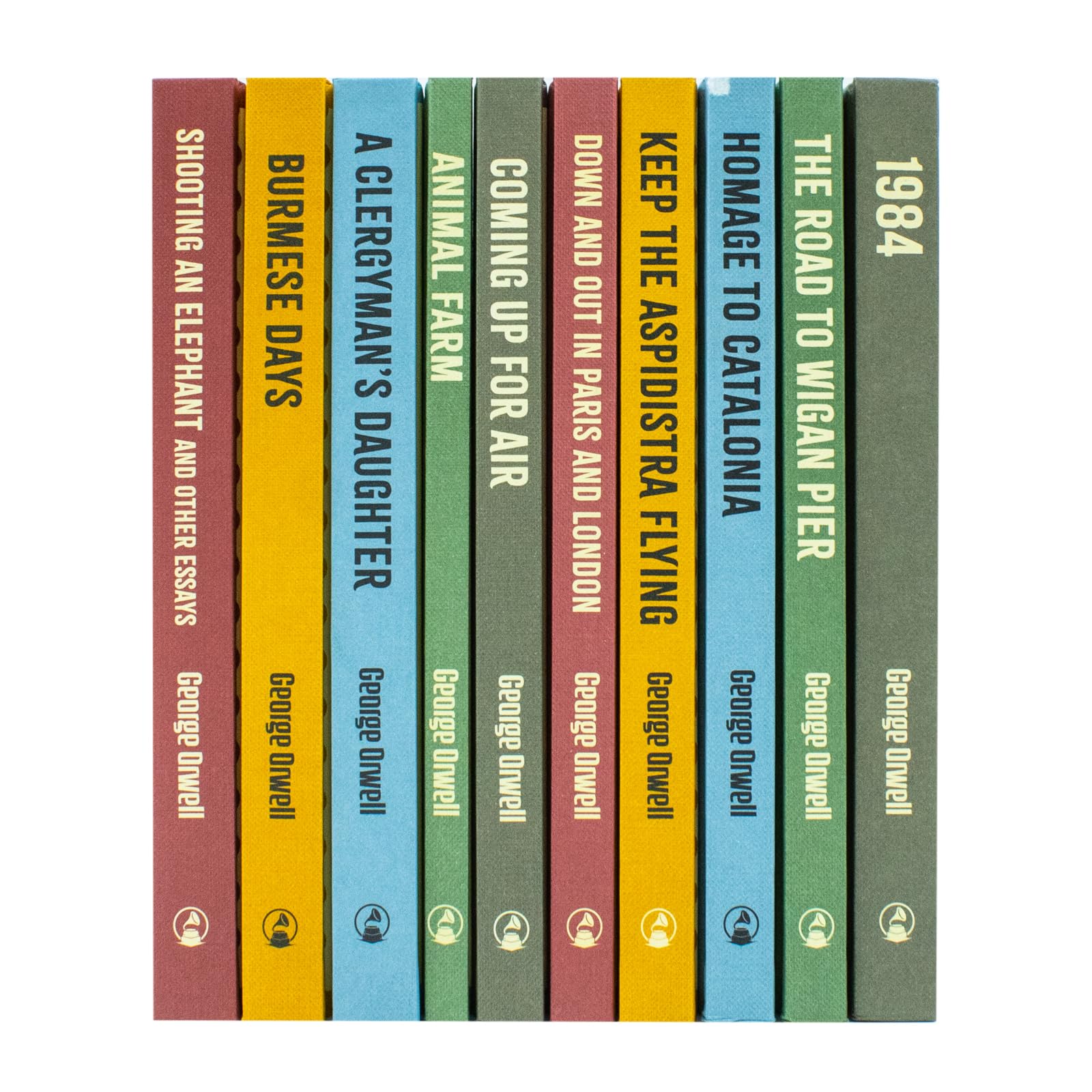 Close-up of the 1984 and Animal Farm hardback covers from the George Orwell 10 book collection set