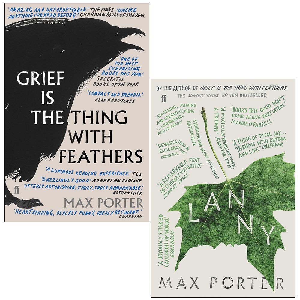 Grief Is the Thing with Feathers and Lanny by Max Porter 2 book paperback set front cover