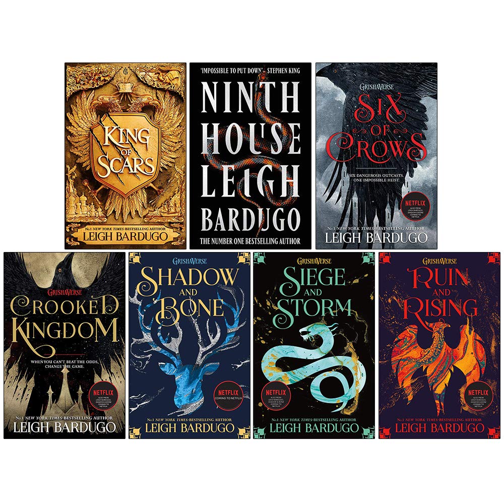 Grishaverse 7-book paperback collection by Leigh Bardugo, front cover set including Shadow and Bone and Six of Crows