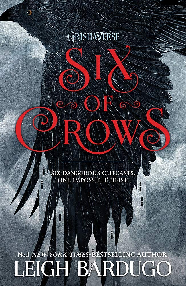 Six of Crows and Shadow and Bone paperback covers arranged together, showcasing the vivid fantasy artwork of the full set.