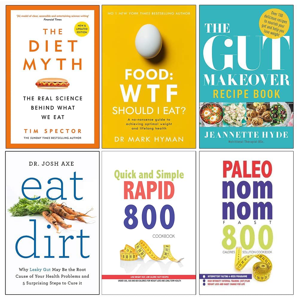 Front cover of the Tim Spector Gut Health 6 Books Collection Set showing all six paperback titles
