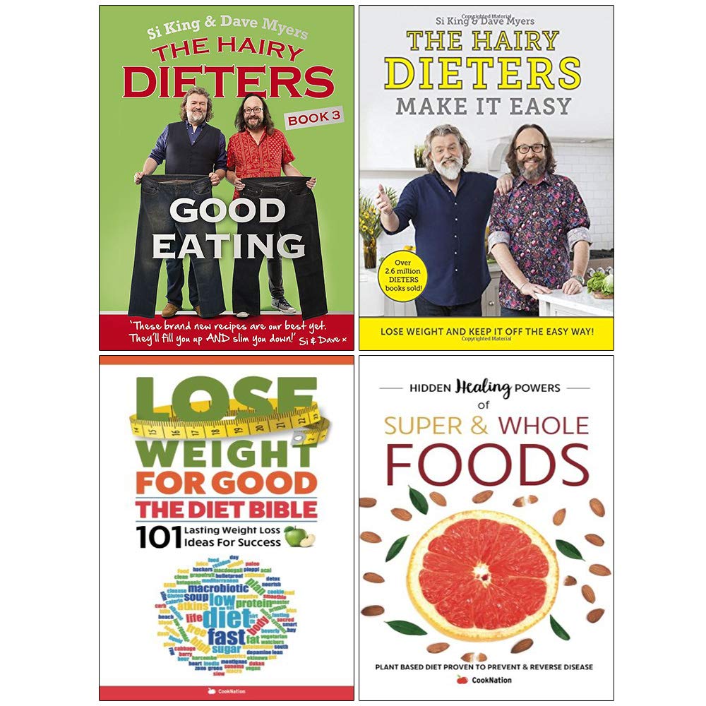 Hairy Dieters 4 Books Collection Set paperback front covers, Si King, Dave Myers and CookNation