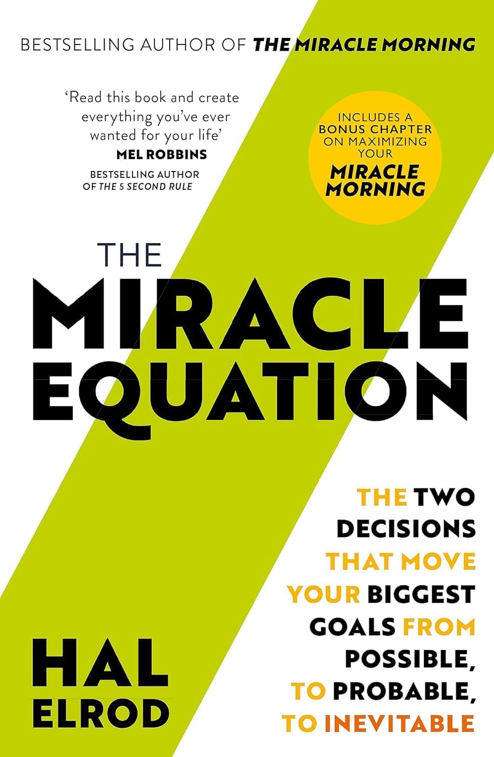 Close-up of the Hal Elrod personal development book titles, The Miracle Morning and The Miracle Equation, paperback covers.