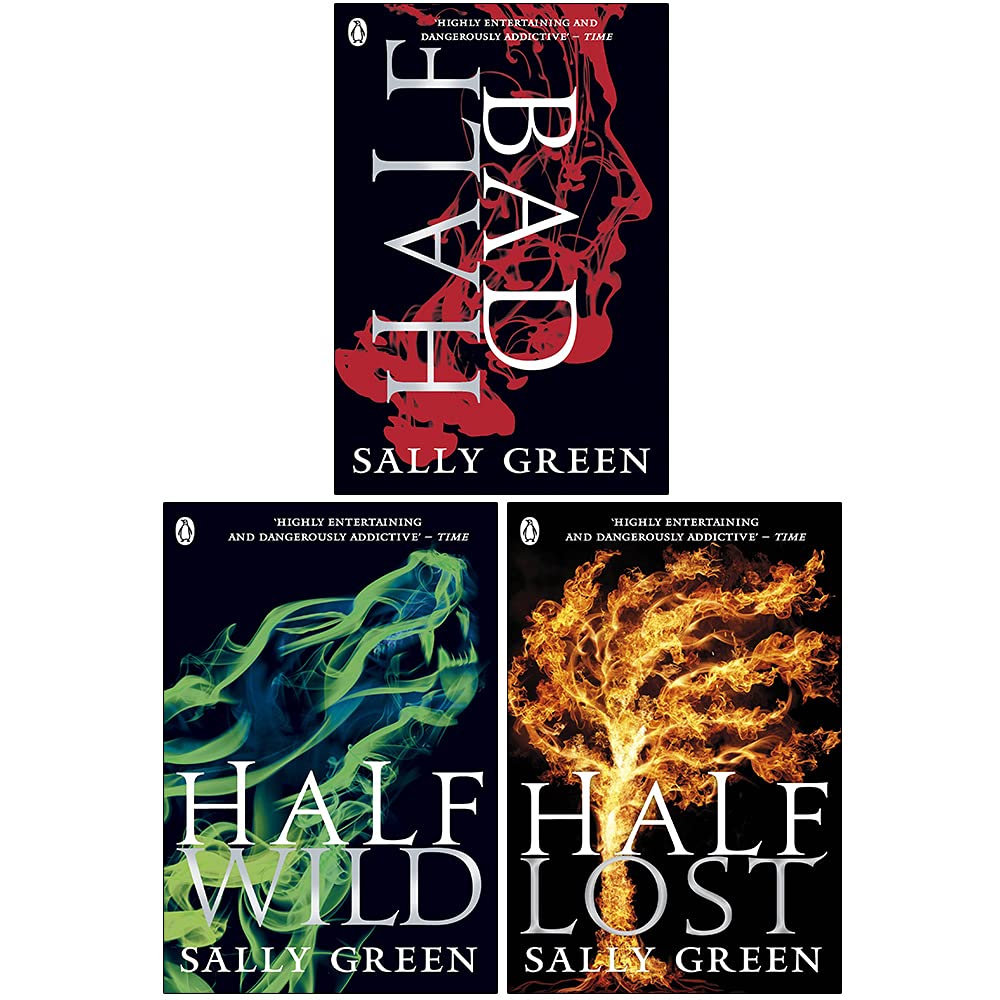 Half Bad, Half Wild, and Half Lost paperback books fanned out showing full trilogy set