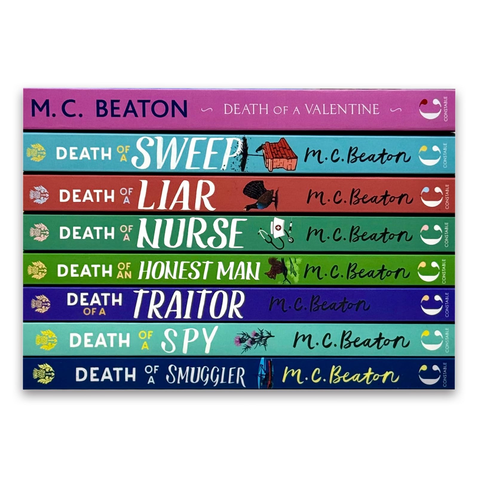 Back cover view of the Hamish Macbeth Later Mysteries paperback box set showing series description and titles