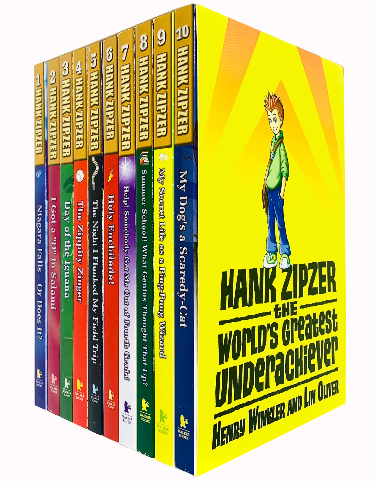Hank Zipzer The World's Greatest Underachiever 10 Books Collection Set front cover slipcase, paperback, by Henry Winkler and Lin Oliver