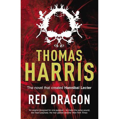 Close-up of the Hannibal Lecter paperback set covers by Thomas Harris, featuring Red Dragon, The Silence of the Lambs, Hannibal, and Hannibal Rising titles.
