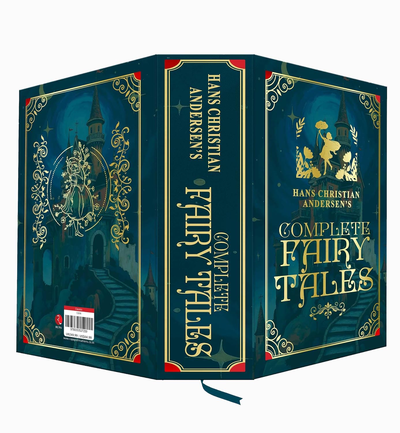 Spine and side view of the deluxe hardcover edition of Hans Christian Andersen's Complete Fairy Tales