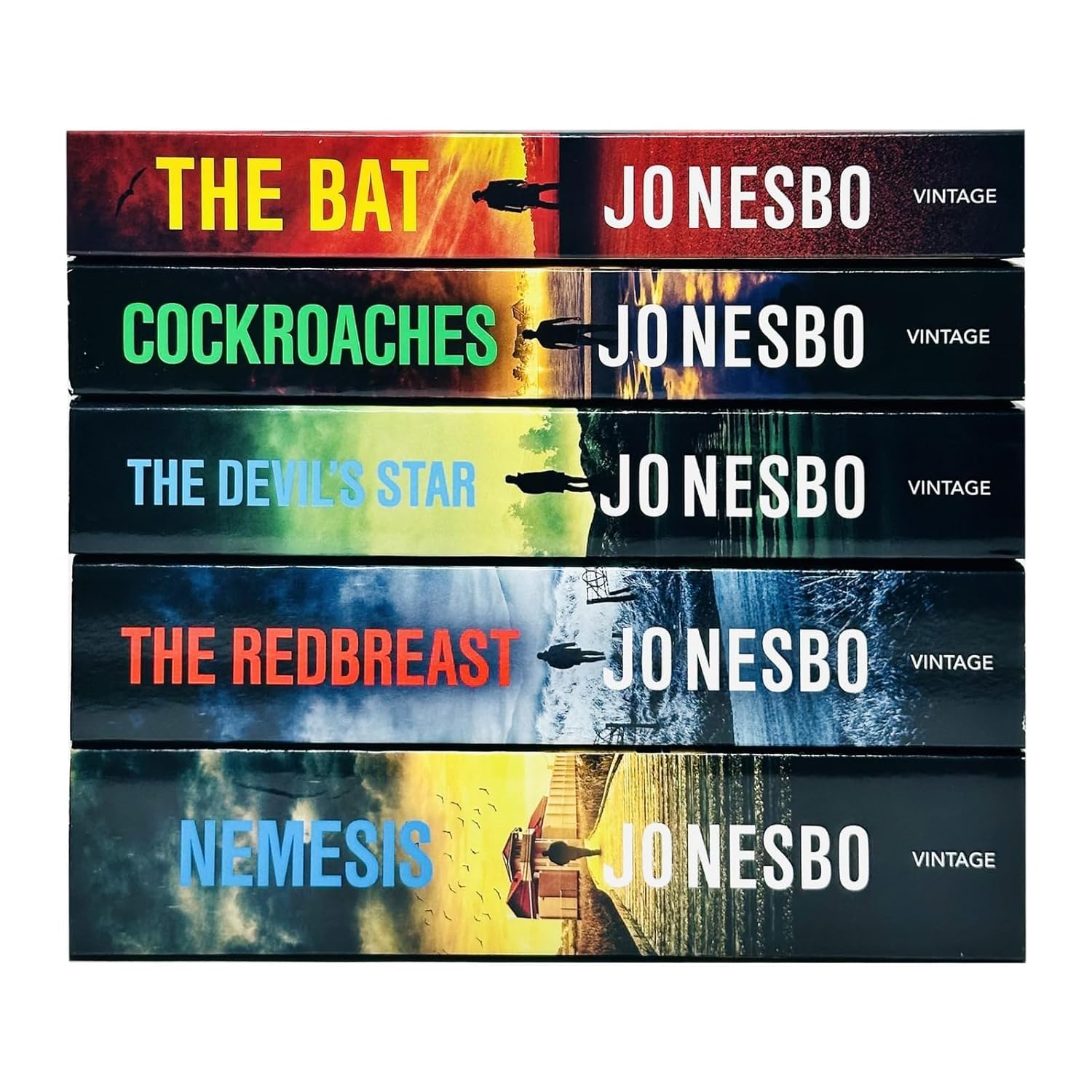 The Bat and Cockroaches paperback covers from the Harry Hole series by Jo Nesbo