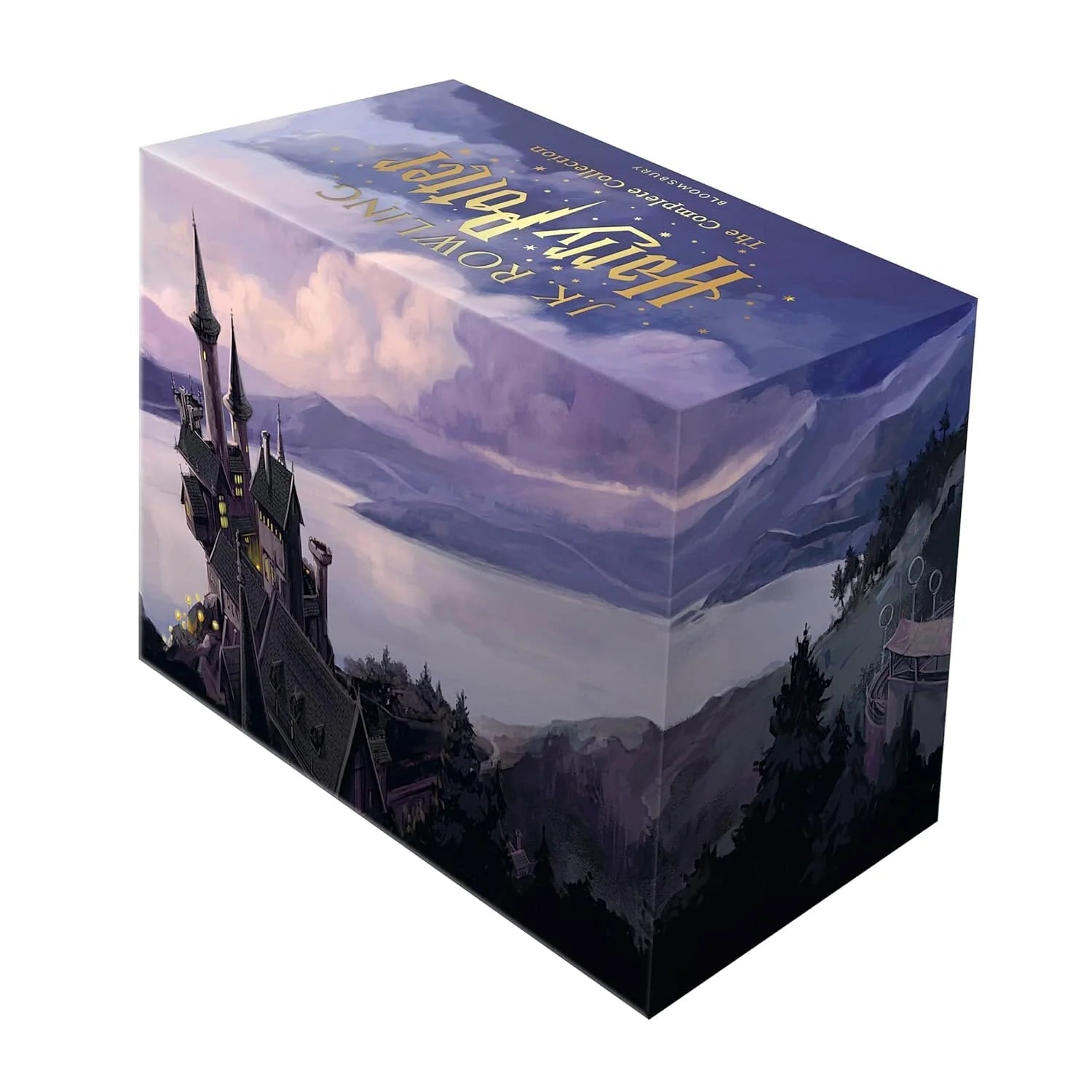 Front cover of the Harry Potter 7-book paperback box set packaging by J.K. Rowling.
