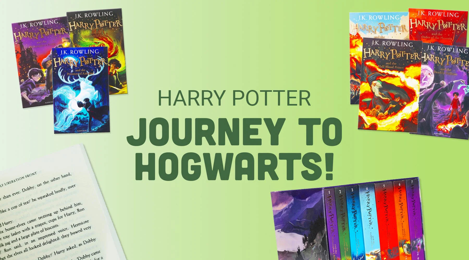 Back cover of the Harry Potter 7-book paperback box set packaging showing series details.