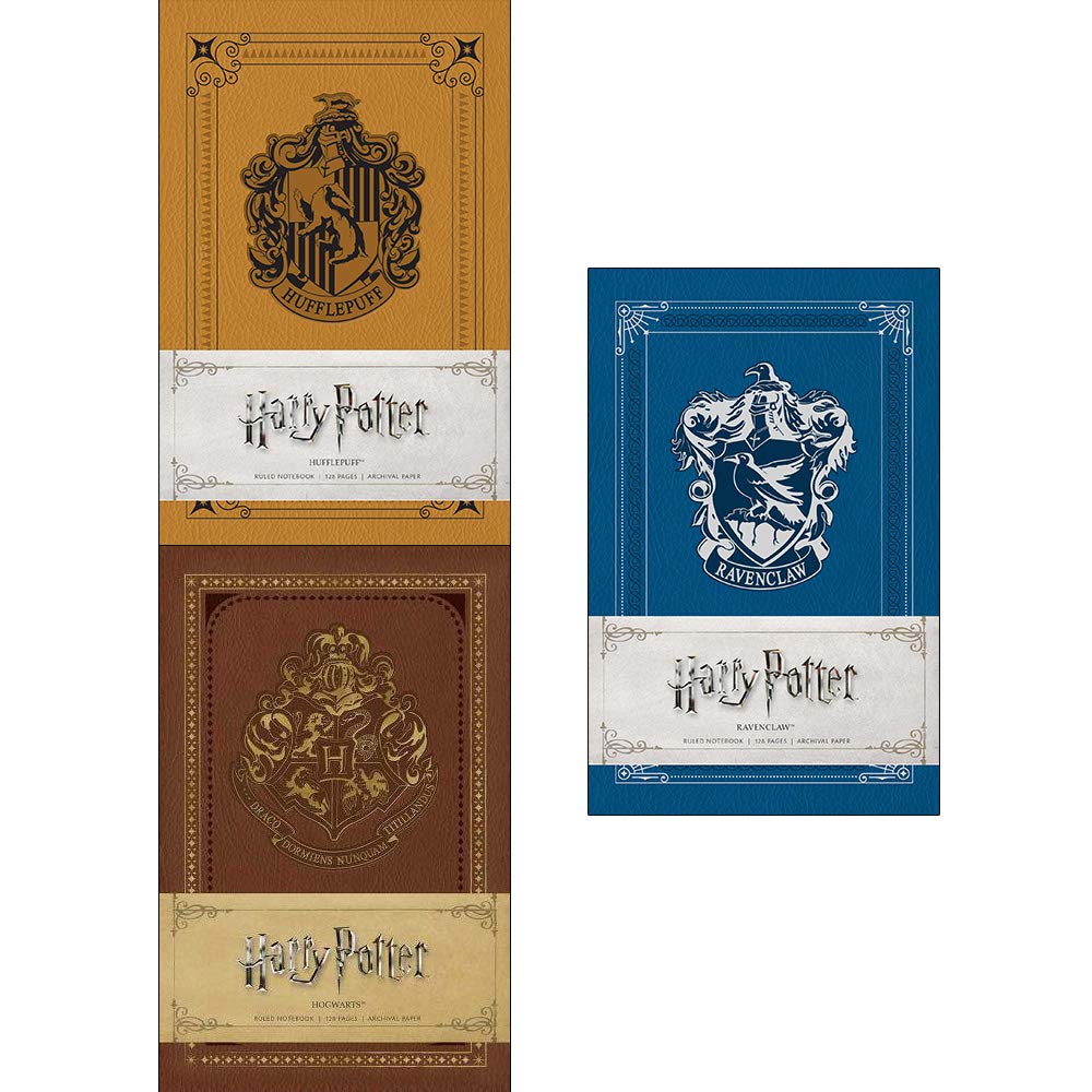 Harry Potter Hufflepuff, Hogwarts and Ravenclaw ruled paperback notebook set front covers