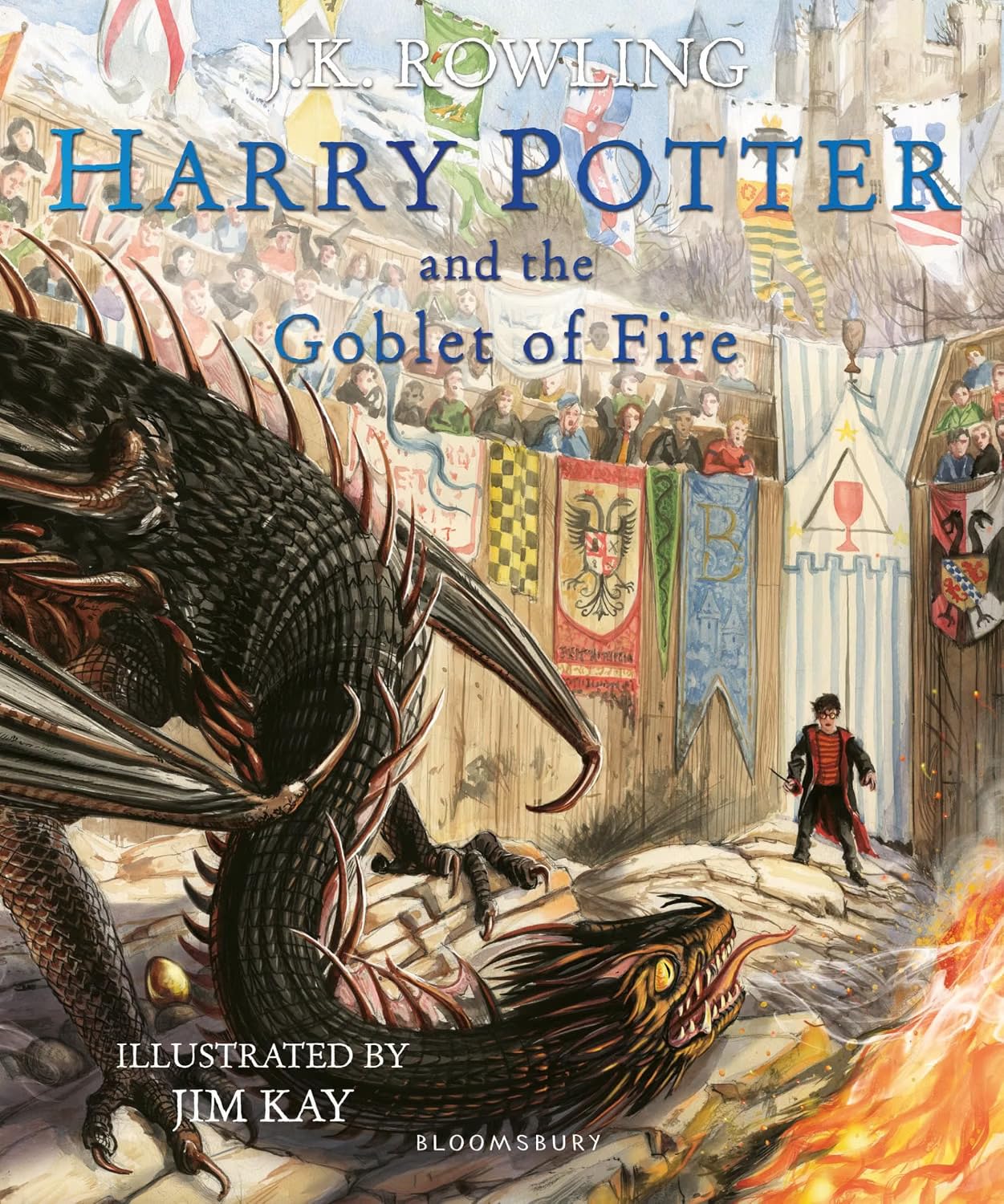 Harry Potter Illustrated Edition 4 Books Hardback Collection by J.K. Rowling and Jim Kay - inside page spread showing Jim Kay's full-color illustration