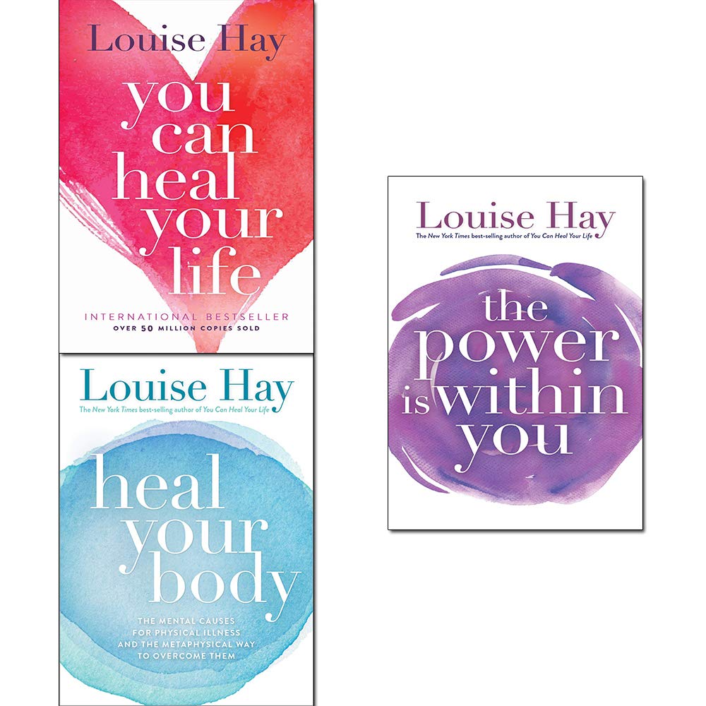 Front cover view of the Heal Your Life 3 Books Collection Set by Louise L. Hay, paperback self-help titles.