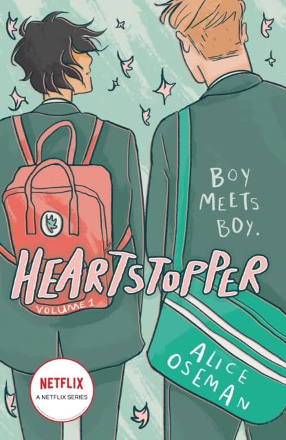 Heartstopper 5 book paperback set by Alice Oseman - all five volumes fanned out showing spines