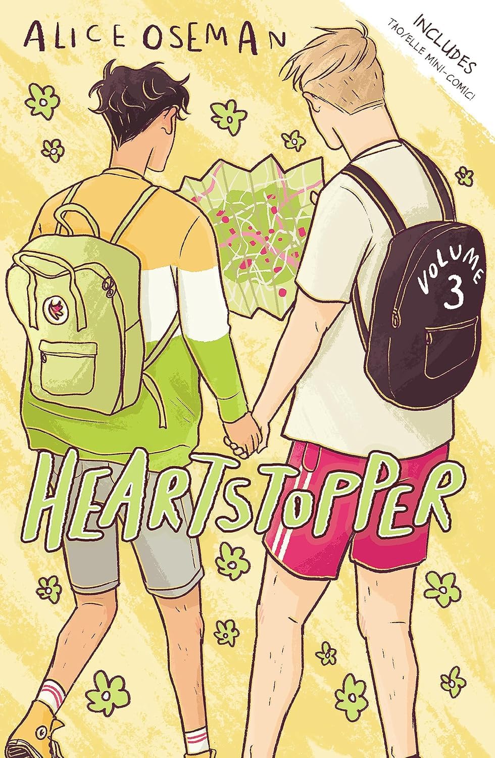 Back covers of the Heartstopper 5-book paperback collection set with series description