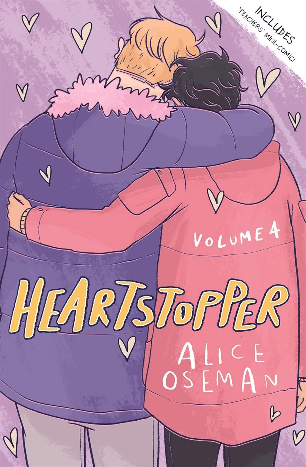Inside page spread from a Heartstopper graphic novel showing illustrated panels
