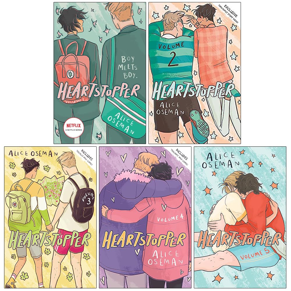 Heartstopper Volumes 1-5 by Alice Oseman - 5 book paperback collection set front cover