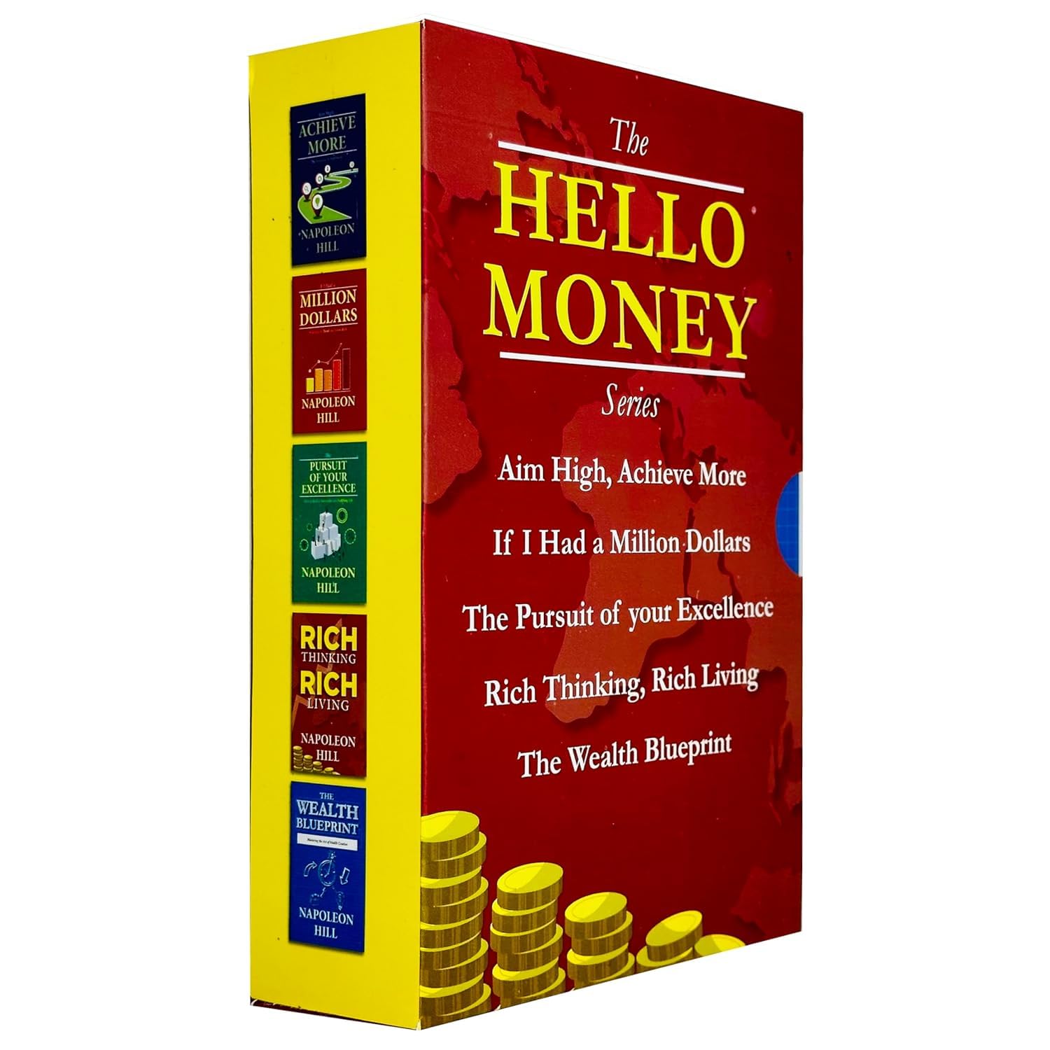 Aim High, Achieve More by Napoleon Hill paperback cover from the Hello Money Series set