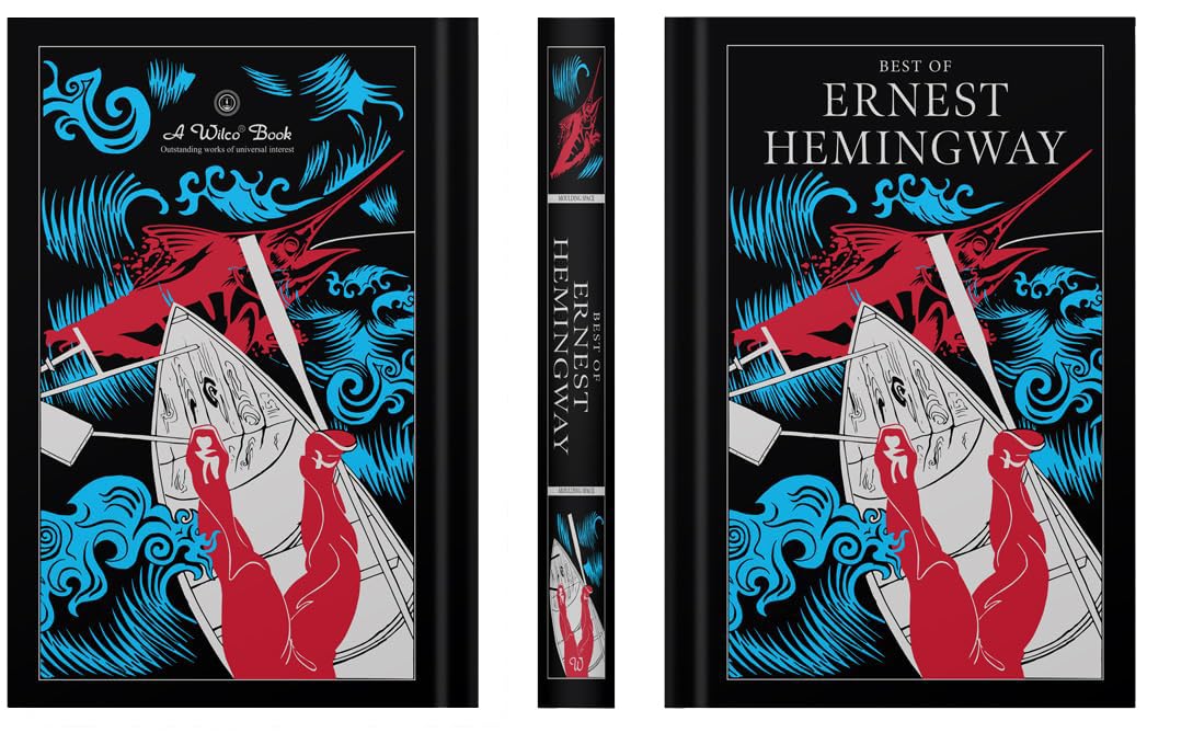 All four Hemingway hardback novels fanned out showing spines and titles