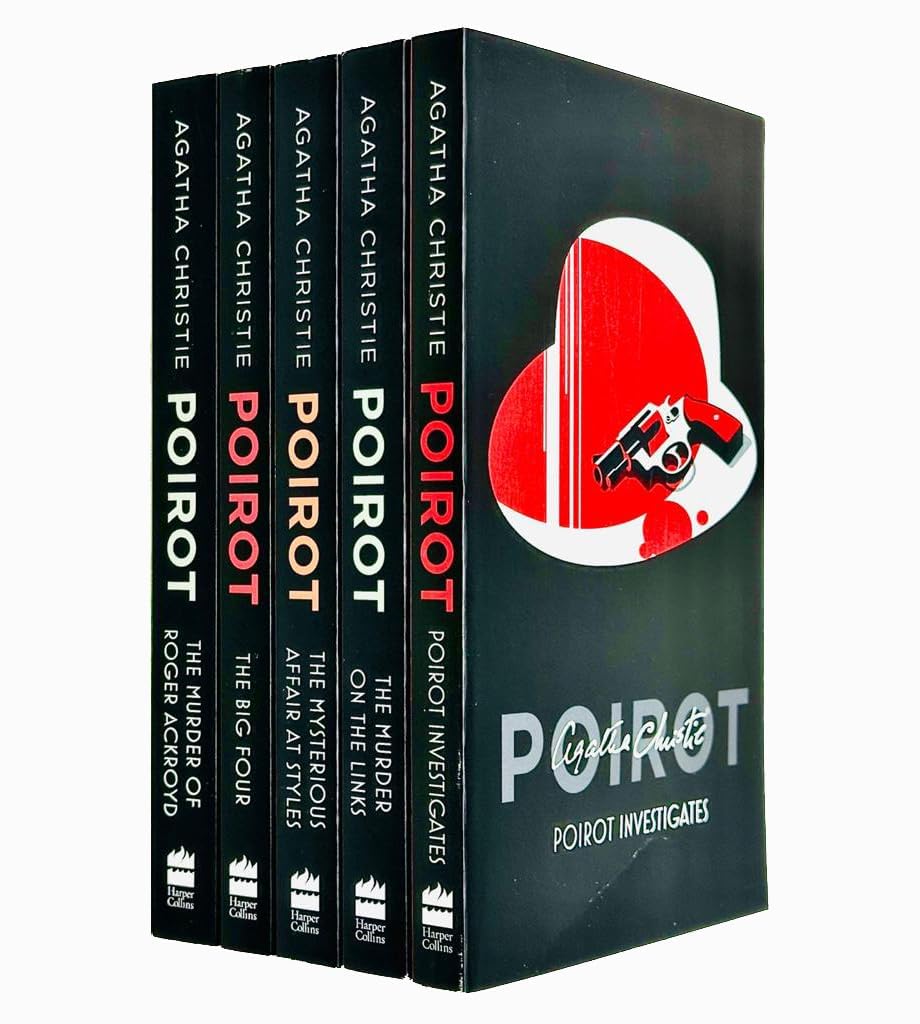 Hercule Poirot 5 Books Collection Set by Agatha Christie paperback box set front cover