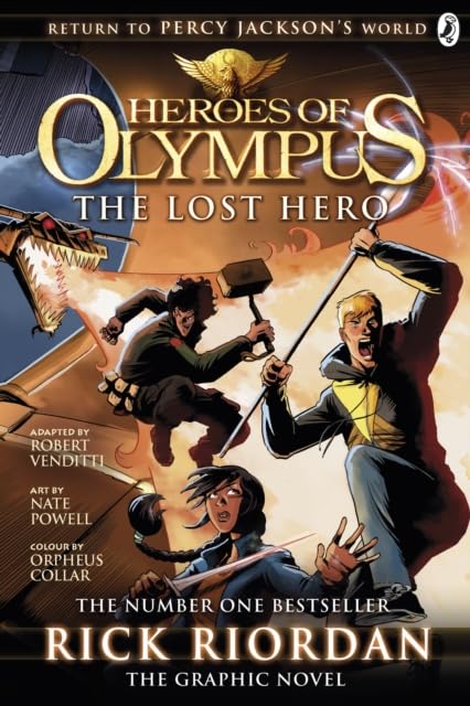 The Lost Hero and The Son of Neptune graphic novel paperback covers from the Heroes of Olympus set