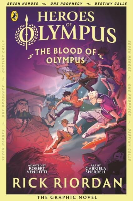All five Heroes of Olympus graphic novel paperbacks fanned out showing spines and illustrated covers